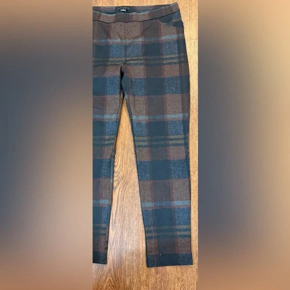 Anthropologie Sanctuary Runway Plaid Leggings Dark Red Black Womens Size XL - Picture 3 of 6